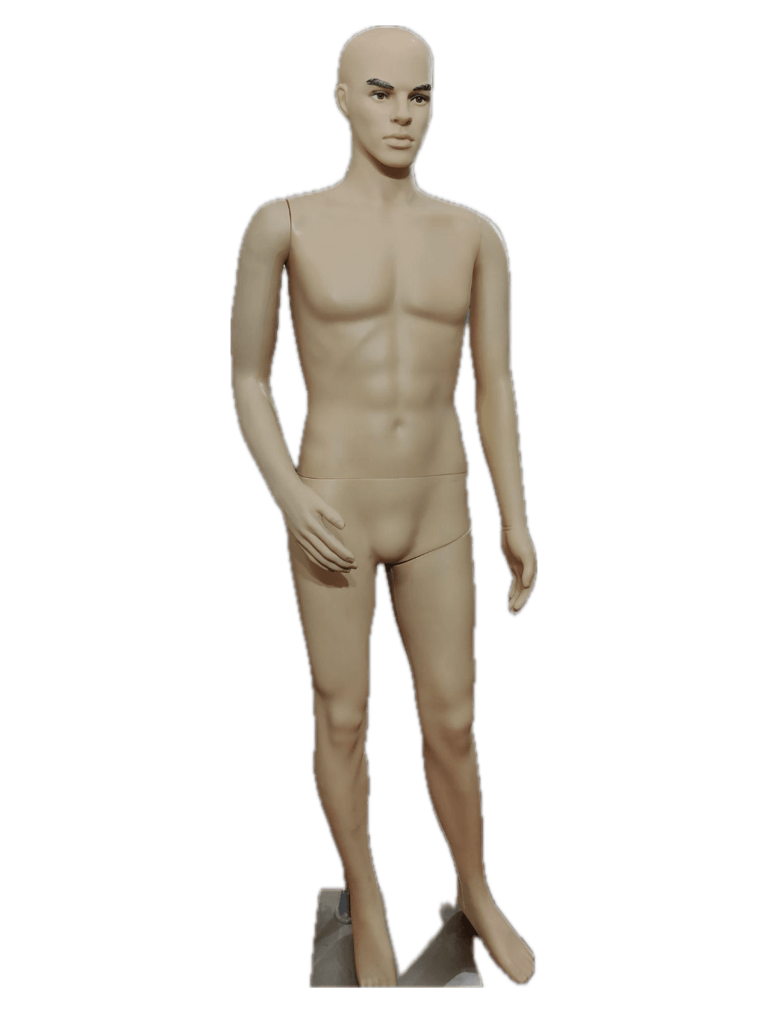 Male full-body mannequin in a natural skin finish, ready for a retail floor